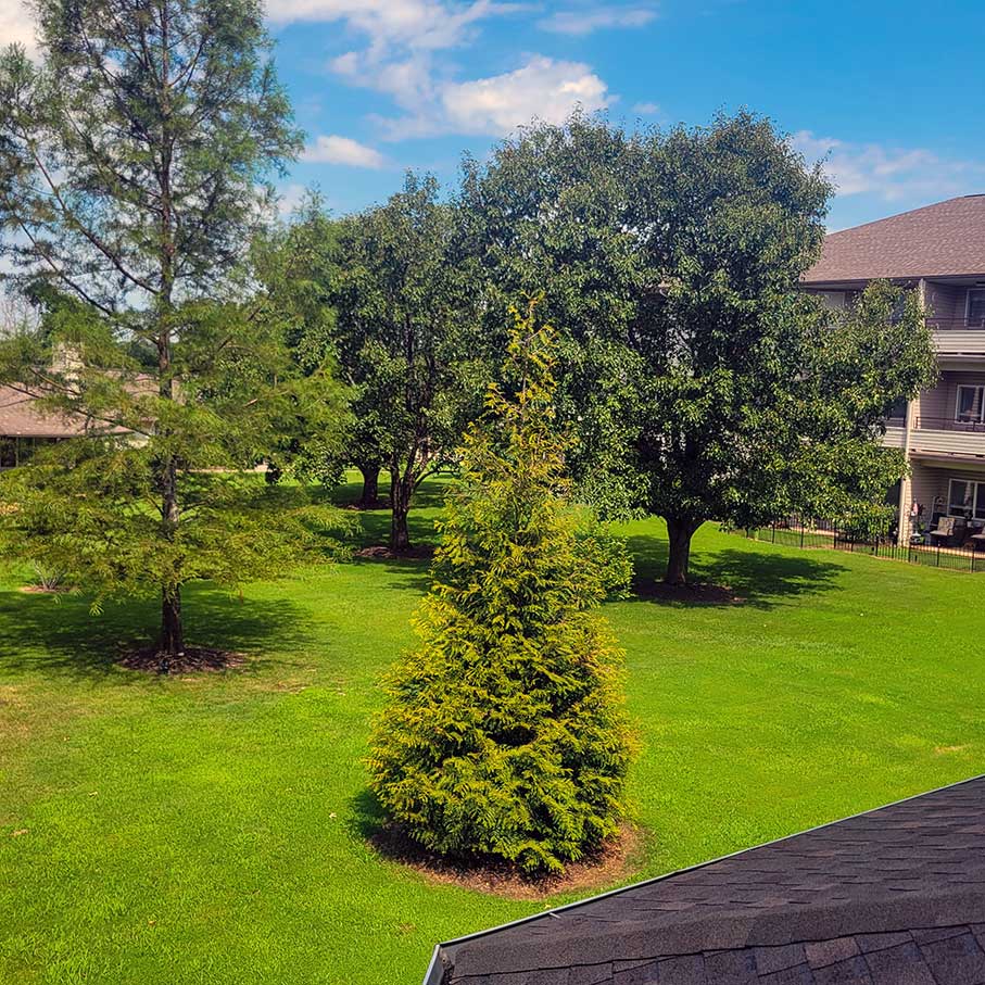 A view of the landscaped grounds at The Gardens.